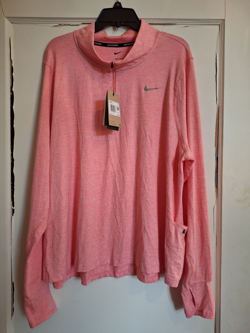 Nike Running Womens 1/4 Zip Mock Neck Long Sleeve Top Dri-Fit Peach Sz 2XL NWT